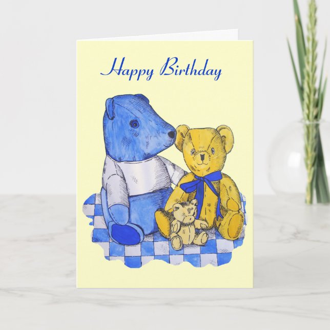 picture of three cute teddy bears card (Front)