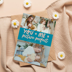 Picture Perfect Aqua Blue Photo Valentines Day Holiday Card