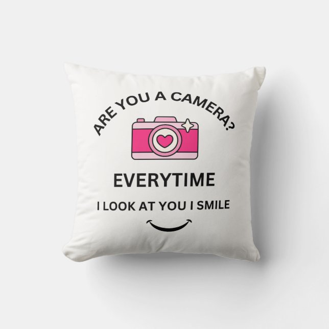 Picture Perfect Love Pink Camera Design Cute GIft Cushion (Front)