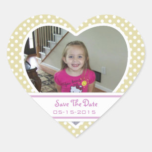 Picture: Polka-dot Heart: Save The Date Stickers