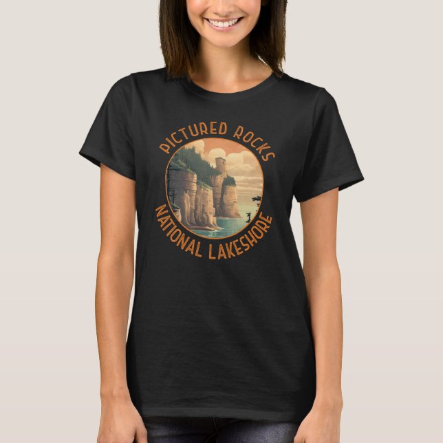 Pictured Rocks National Lakeshore Distressed Retro T-Shirt (Front)