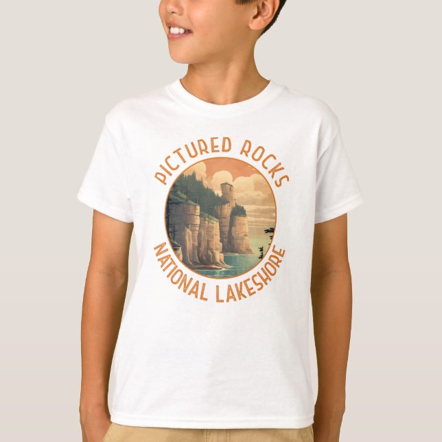 Pictured Rocks National Lakeshore Distressed Retro T-Shirt (Front)