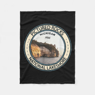 Pictured Rocks National Lakeshore Michigan Badge V Fleece Blanket