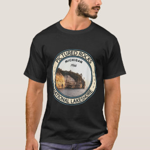 Pictured Rocks National Lakeshore Michigan Badge V T-Shirt