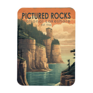 Pictured Rocks National Lakeshore Travel Vintage Magnet