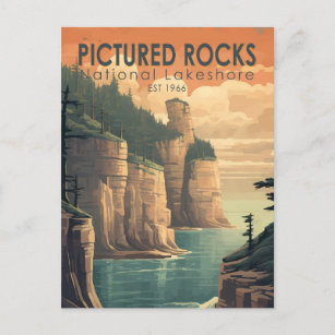 Pictured Rocks National Lakeshore Travel Vintage Postcard