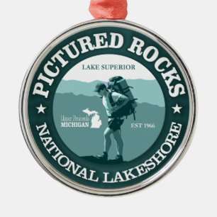 Pictured Rocks NP Metal Tree Decoration