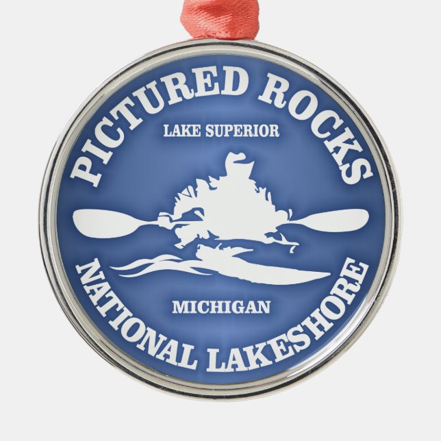 Pictured Rocks (rd) Metal Tree Decoration (Front)