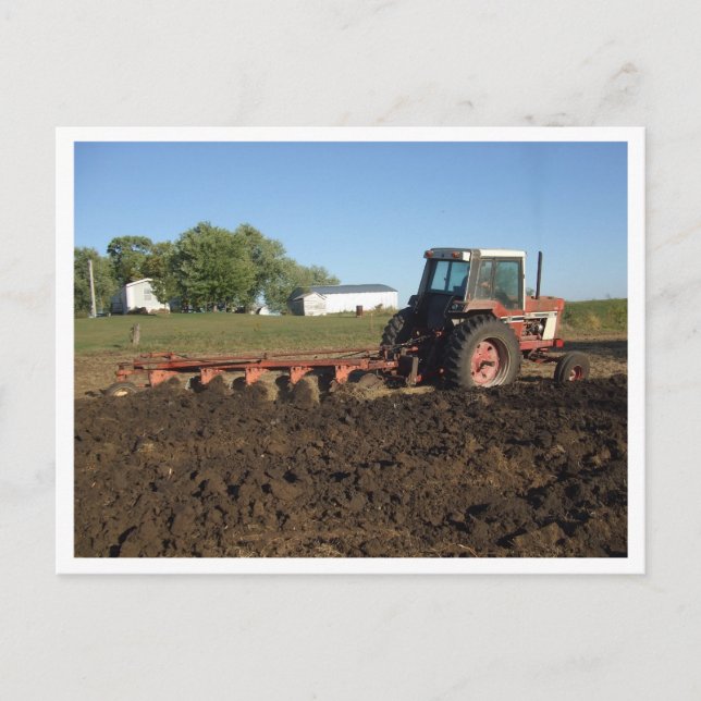 pictures124, Farmer Ploughing in the Midwest Postcard (Front)