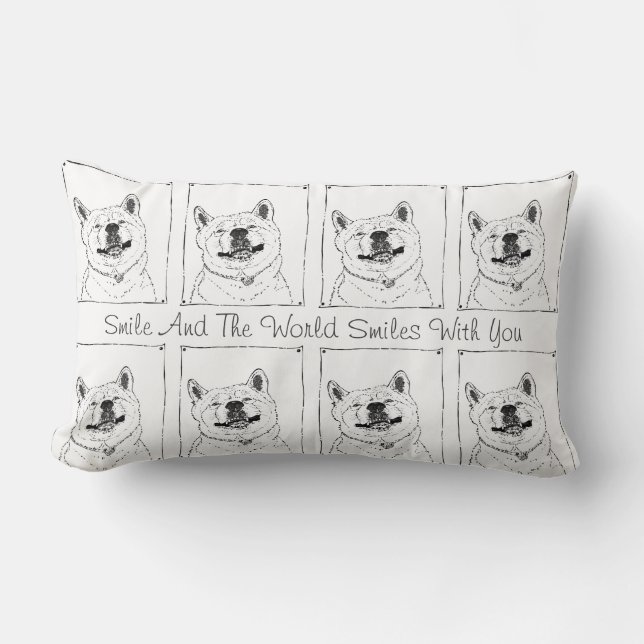 pictures of funny cute akita smiling dog lumbar cushion (Front)