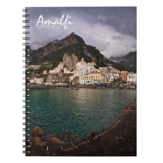 Picturesque Amalfi Coast, Italy Seaside Town Spiral Notebook (Front)