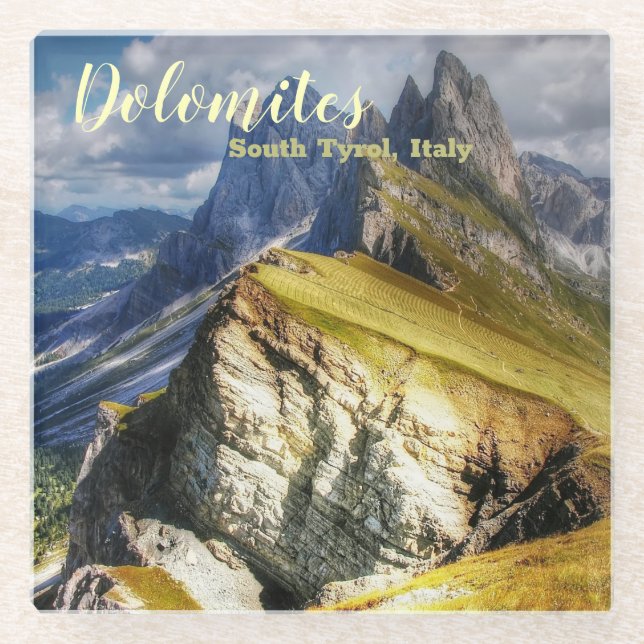 Picturesque Dolomites South Tyrol Italy Glass Coaster (Front)