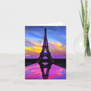 Picturesque Eiffel Tower In A Glowing Sunset Card