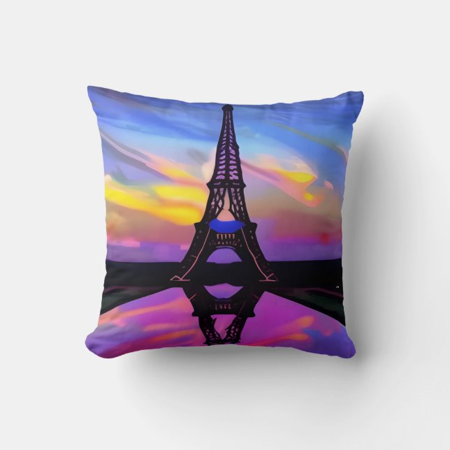 Picturesque Eiffel Tower In A Glowing Sunset Cushion (Front)