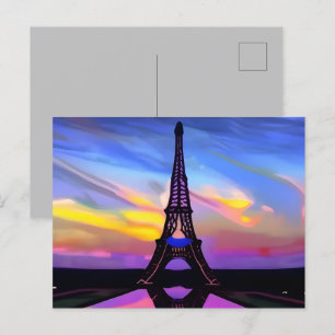 Picturesque Eiffel Tower In A Glowing Sunset Postcard