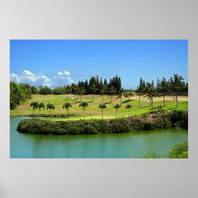 Picturesque Hawaiian Golf Course Poster (Front)