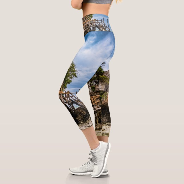 Picturesque house on a tropical coral outcrop capri leggings (Left)