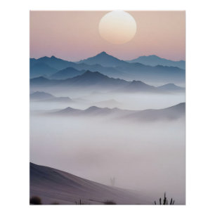 Picturesque Landscape Desert Nature Background Art Poster
