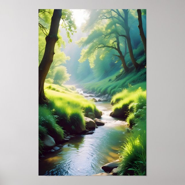 Picturesque Landscape Forest River Nature Tranquil Poster (Front)