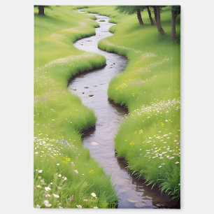 Picturesque Landscape Forest Stream Nature Calm Magnet
