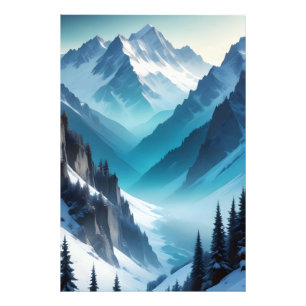 Picturesque Landscape Mountains Valley Nature Art Photo Print
