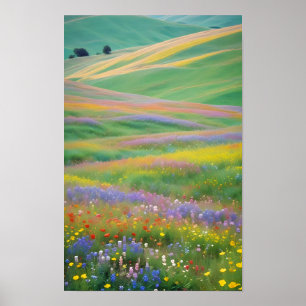 Picturesque Landscape Mountains Valley Nature Calm Poster