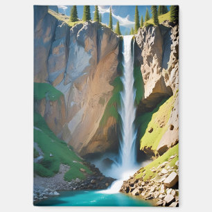 Picturesque Landscape Mountains Waterfall Nature  Magnet