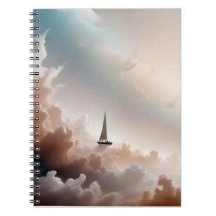 Picturesque Landscape Sailing Sunset Background  Notebook