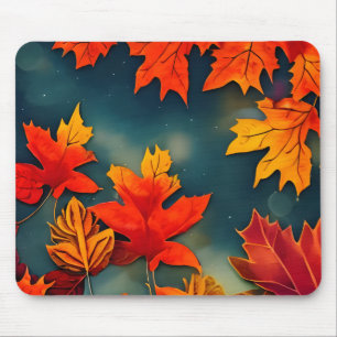 Picturesque Rustic Autumn Maple Leaves Mouse Pad