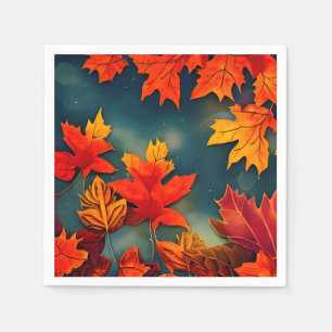 Picturesque Rustic Autumn Maple Leaves Napkin