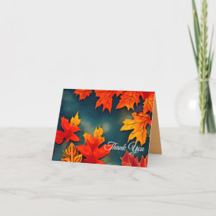 Picturesque Rustic Autumn Maple Leaves Thank You Card