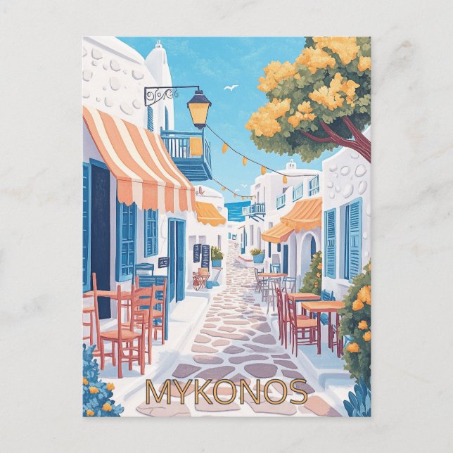 Picturesque Streets of Mykonos Postcard (Front)