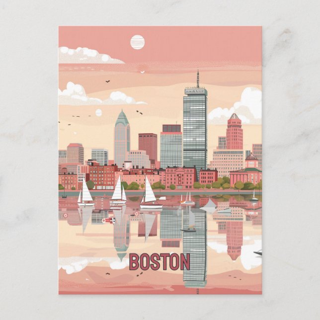 Picturesque View of Boston Skyline Postcard (Front)