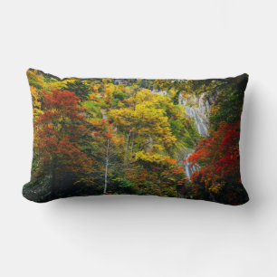 Picturesque View of Fall Hagoromo Falls Hokkaido   Lumbar Cushion