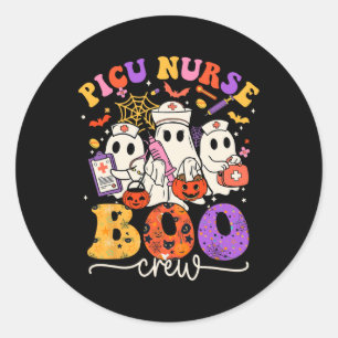 Picu Boo Crew Costume Funny Nurse Ghost Halloween  Classic Round Sticker