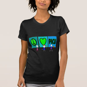 PICU Nurse Gifts "Peace Love PICU" T-Shirt