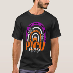 Picu Nurse Paediatrics Icu Pumpkin Rainbow Hallowe T-Shirt