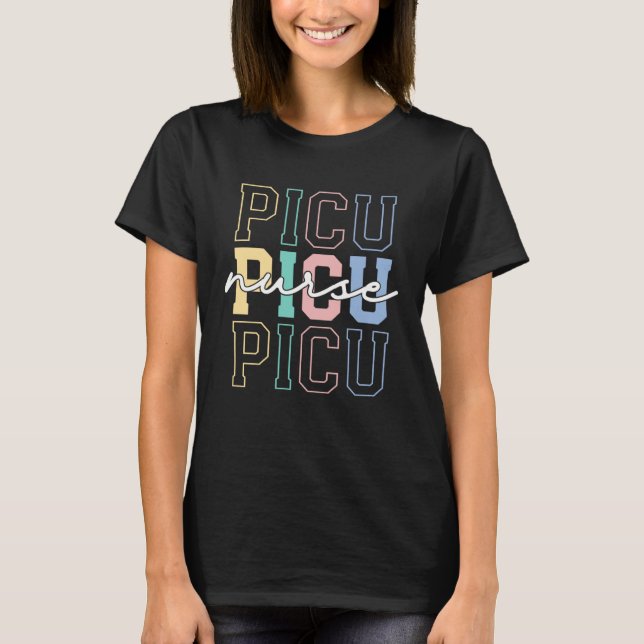 PICU Nurse Rainbow Paediatrics Intensive Care Retr T-Shirt (Front)