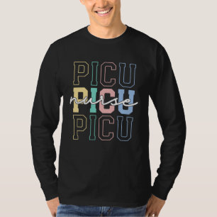 PICU Nurse Rainbow Pediatric Intensive Care Retro  T-Shirt