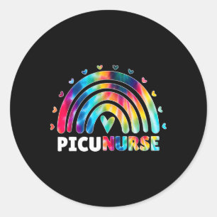 Picu Nurse Rainbow Tie Dye Fun Paediatrics Intensi Classic Round Sticker