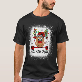 PICU Nurse Squad Reindeer Nurse Buffalo Plaid Chri T-Shirt