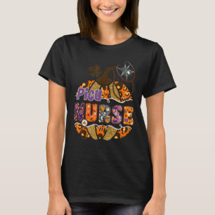 PICU Nurse Stethoscope Leopard Halloween Pumpkin C T-Shirt