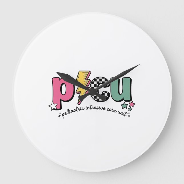 PICU Paediatrics Intensive Care Unit Nurse Shirt_1 Large Clock (Front)