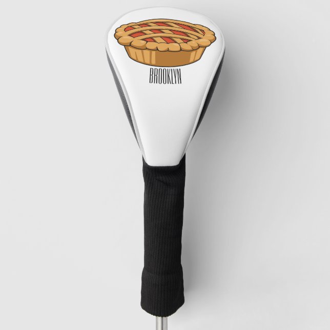 Pie cartoon illustration  golf head cover (Front)