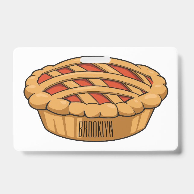 Pie cartoon illustration  ID badge (Front)