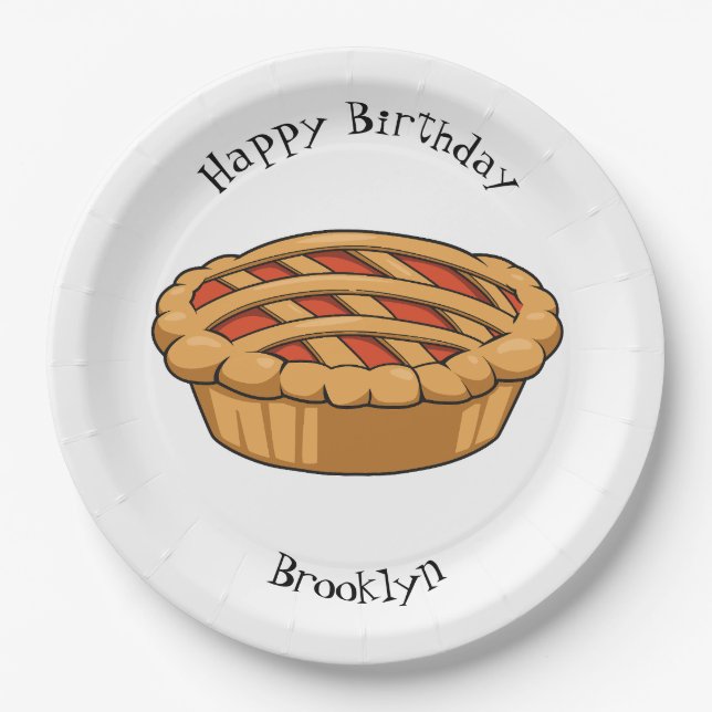 Pie cartoon illustration paper plate (Front)
