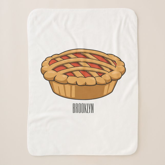Pie cartoon illustration sherpa blanket (Front)