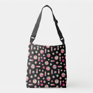 Pie Circles and Bars Pattern 271019v1 - Black Crossbody Bag