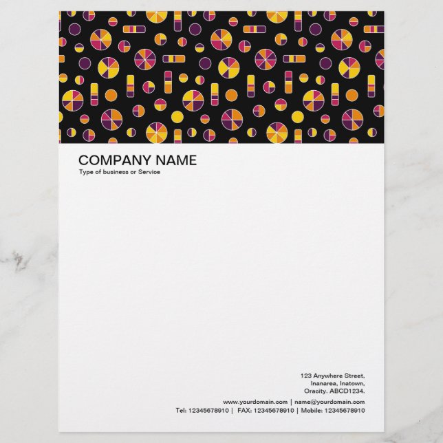 Pie Circles and Bars Pattern 271019v2 - Black Custom Letterhead (Front)