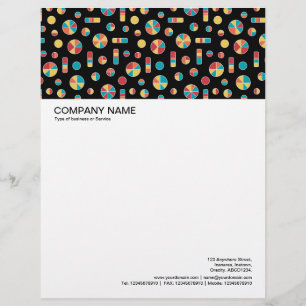 Pie Circles and Bars Pattern 271019v3 - Black Custom Letterhead